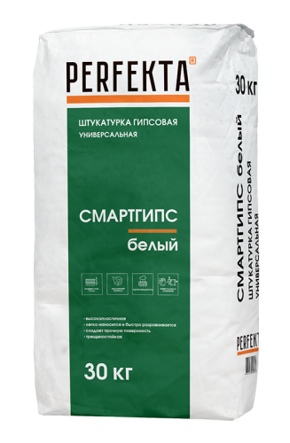 Штукатурка гипсовая универсальная Смартгипс белая, Perfekta, 30 кг